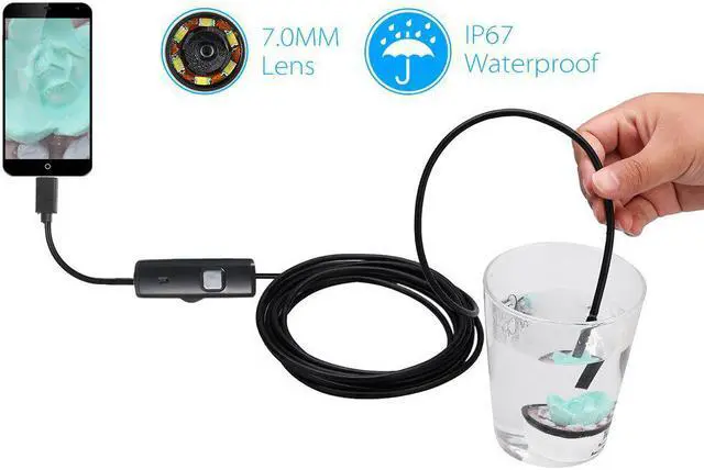 Alt view image 7 of 7 - 5M 7mm Endoscope Camera Flexible IP67 Waterproof Inspection Borescope Camera for Android PC Notebook 6LEDs Adjustable