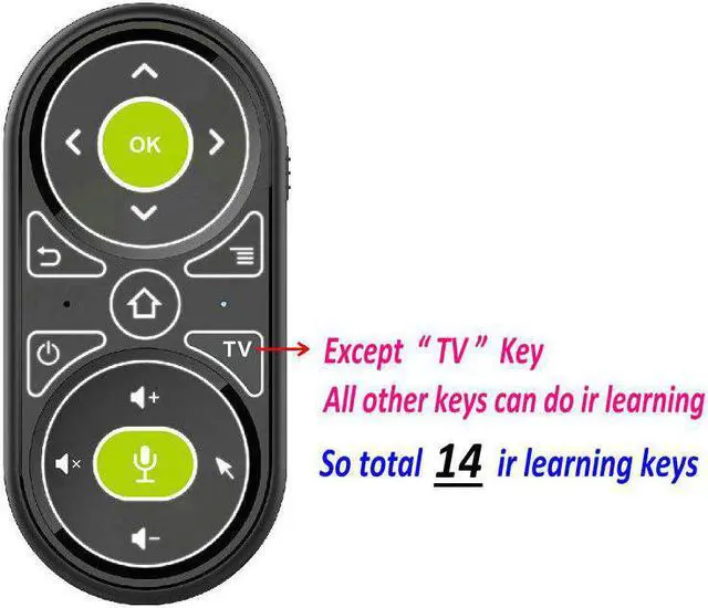 Alt view image 4 of 5 - TK08 Mini Air Mouse 14 IR Learning Google Voice Search for Android Smart TV Box PK T1M T2M G11 G21 Pro Universal Remote Control