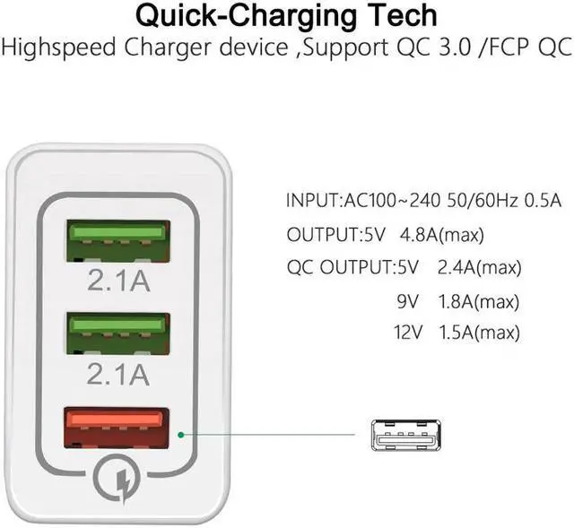 Alt view image 3 of 5 - Plug QC 3.0 Travel Fast Charger For   7A 7C 8A 6C Pro 5A 6A 6X 7X 8X 8S P8 P9 Magnetic Cable Micro USB Data Wire