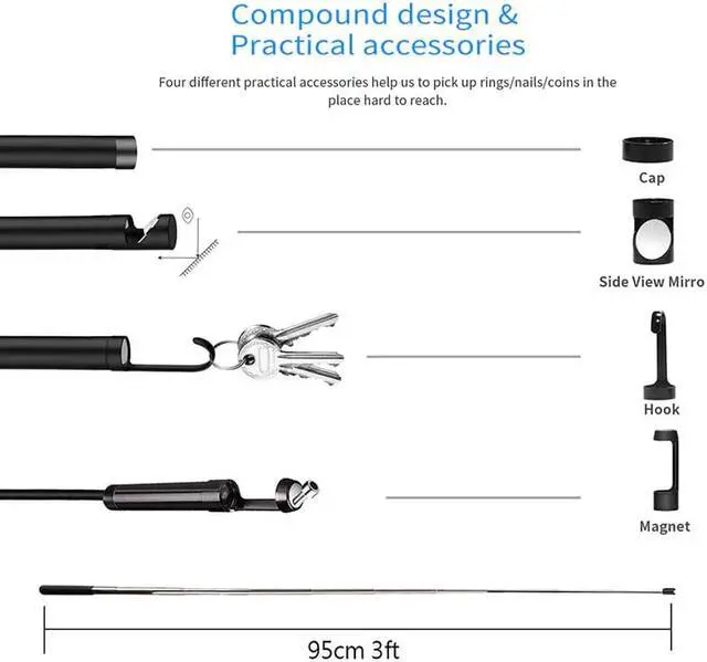 Alt view image 4 of 5 - Wifi 5.5mm 1080P long focal length Semi-Rigid Snake Endoscope Camera inspection Borescope IOS Android Iphone Mac
