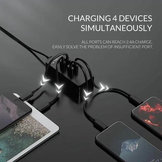 Alt view image 4 of 5 - 4 Port 20W Max USB Charger Mini Desktop Charging Dock Station 5V2.4A Desktop Charger for Mobile Phone Tablet