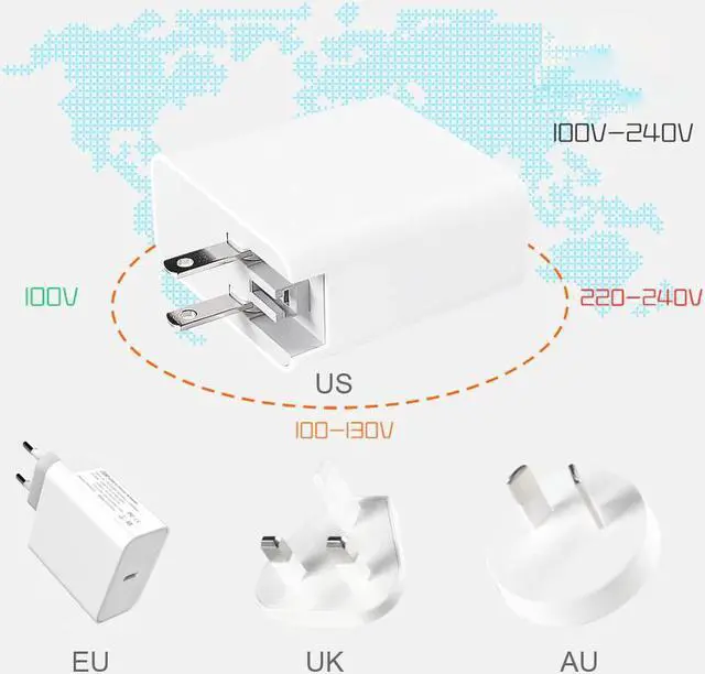 Alt view image 4 of 5 - USB C Power Adapter PD/QC3.0 65W/60W/45W/30W TYPE-C Wall Charger,For USB-C Laptops/MacBook/iPad/xiaomi/Samsung (USB-C cable)