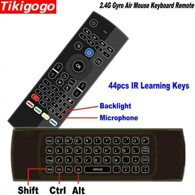 Alt view image 2 of 5 - TK3 backlight Microphone 2.4G Air Mouse Mini Keyboard 44 IR Learning for Android Smart TV Box PK MX3 t3 Remote control