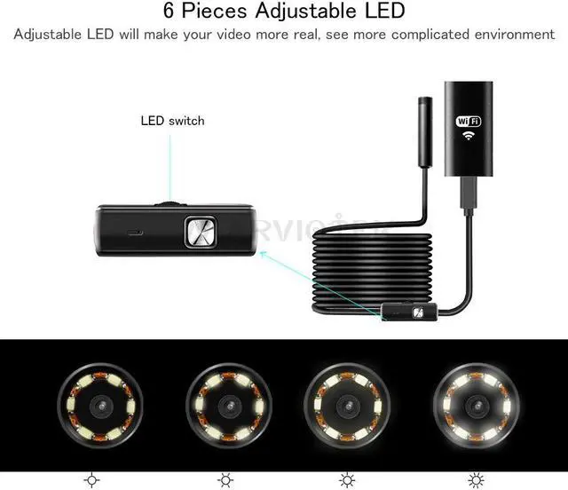 Alt view image 3 of 5 - WIFI Endoscope Camera HD Waterproof Soft Cable Inspection Camera 8mm 720P USB Endoscope Borescope IOS Endoscope For Iphone