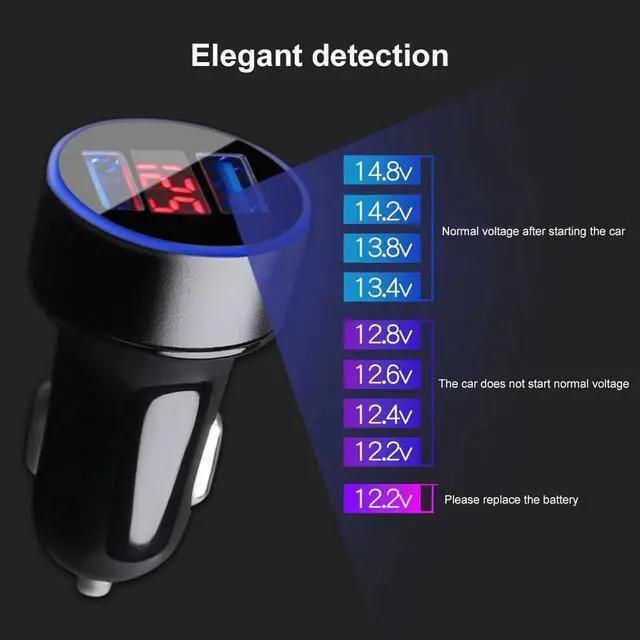Alt view image 2 of 5 - 5V 3.4A Dual USB Car Charger Digital LCD Display For IPhone   Fast Charging Cigarette Socket Lighter