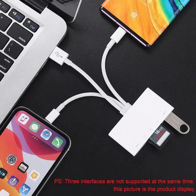 Alt view image 4 of 5 - C75 New 5in1 USB3.0 Adapter For iPhone Android Tablet SD/TF Card Reader 500mA Support IOS13 Type-C Lightning USB Hub