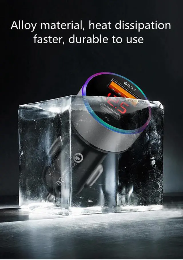 Alt view image 5 of 5 - USB Car Charger LCD Display Mini Quick Charge 3.0 PD 6A 36W QC3.0 Fast Charger For iPhone Huawei Xiaomi Mi Type C Mobile Phone