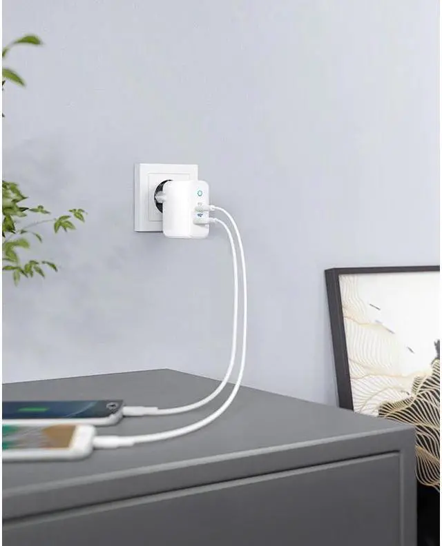 Alt view image 5 of 5 - 2-Port USB C Type C Wall Charger with 18W Power Delivery and 12W PowerIQ,PowerPort PD 2, LED Indicator for iPhone,iPad etc