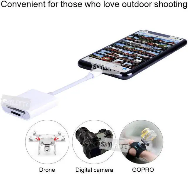Alt view image 5 of 5 - SD TF Card Reader OTG Lightning SLR Kit No APP Need Data Connect Cable 2 in 1 Card Reader for iPhone iPad iOS9.2-12