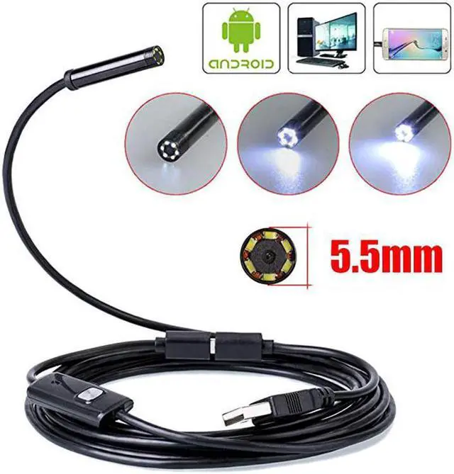 Alt view image 6 of 7 - 720P Endoscope Camera 8mm Lens Android USB Endoscope Flexible Snake Cable Led Light Inspection Camera For Phone PC Borescope