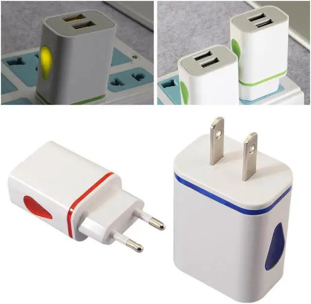 Alt view image 2 of 5 - Universal 2.1A 5V LED 2 USB Charger Household and Travelling Fast Charging Device Travel Adapter EU/ US Plug USB Charger