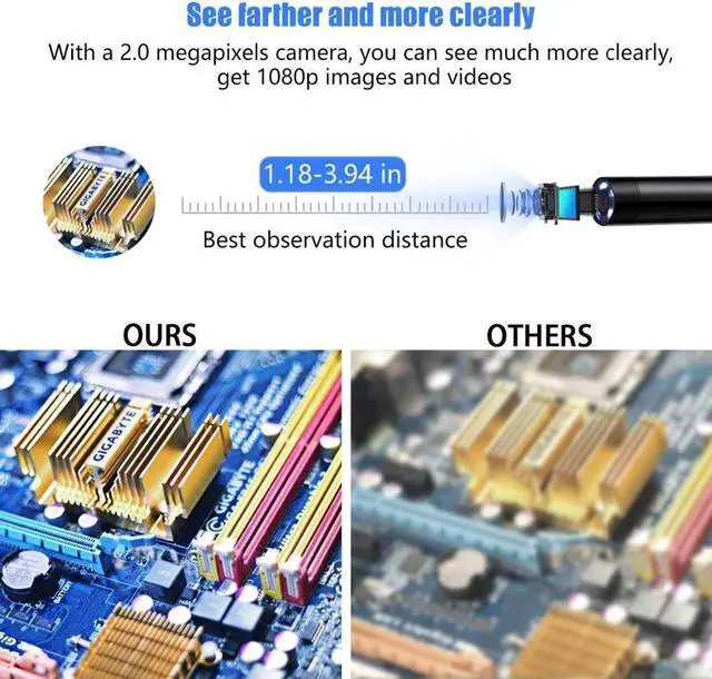 Alt view image 5 of 7 - Endoscope HD Camera 1080p Boroscope Inspection Camera Endoscopic Waterproof Camera Flexible Camera Snake for Android Phone