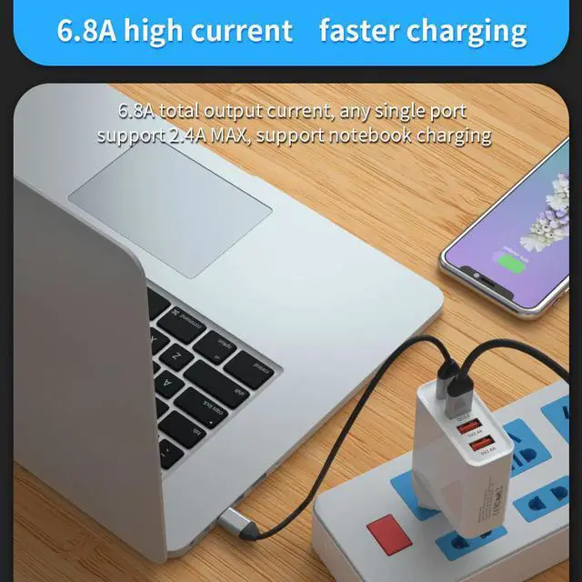 Alt view image 5 of 5 - 20V/3A 65W PD charger for macbook apple xiaomi huawei FCP QC 4.0 3.0 4 ports fast charging USB charger adapter 9V/2A US/EU