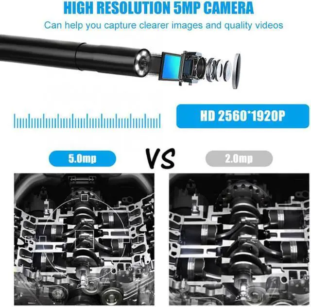Alt view image 4 of 5 - Endoscope Camera 0.2in 5MP IP67 6 LEDs Borescope Inspection Camera for iOS / Android Smartphones endoscopio