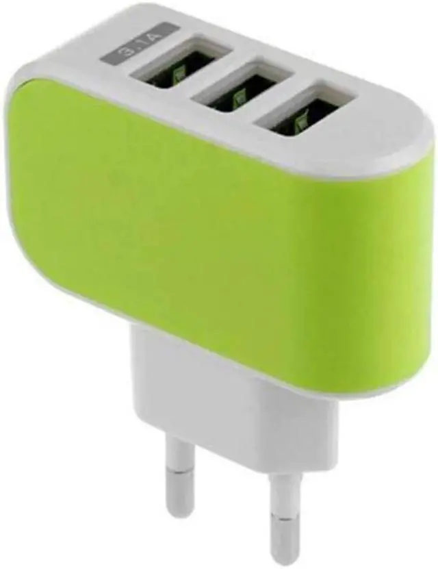 Alt view image 4 of 5 - Plug Portable Candy Color 3 USB Ports Charger 5V/1A Travel Adapter PP Flame Retardant Shell for mobile phone ipad