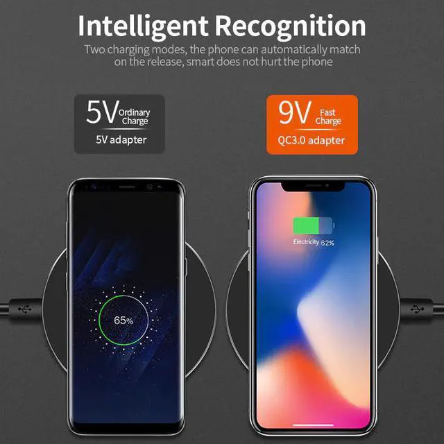 Alt view image 4 of 5 - Qi Wireless Charger For iPhone 11 Pro 8 X XR XS Max QC 3.0 10W Fast Wireless Charging for  S10 S9 S8 USB Charger Pad