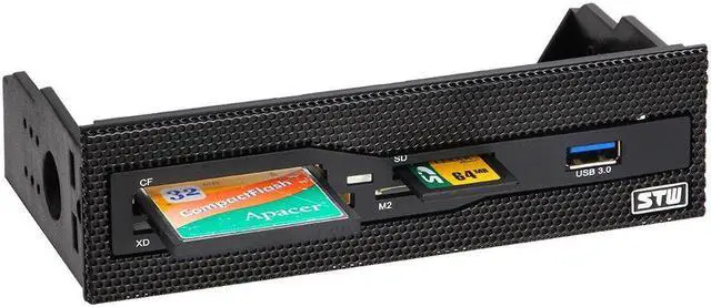 Alt view image 5 of 5 - 5.25" Bay Mesh All In one USB Front Panel CF/XD/MS/M2/SD/TF Internal USB 2 .0 Card Reader USB Flash Memory,1 USB 3.0 Port