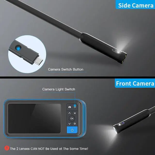 Alt view image 3 of 5 - Pipe Sewer Inspection Camera 8MM Dual Lens 1080P Industrial Endoscope 4.5 Screen Waterproof Borescope Snake Camera with 6 LED