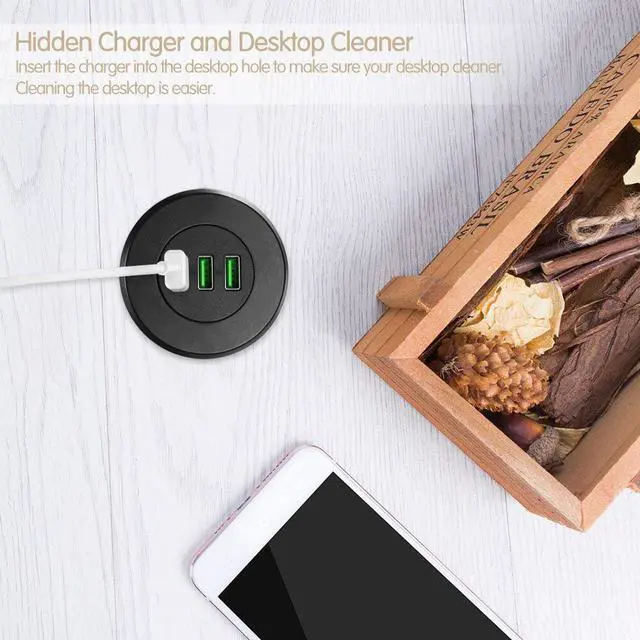 Alt view image 4 of 5 - 5V/3.1A Three-USB Port Hub Grommet Desktop Hole USB Charger Portable Adapter Fast Charging For IPhoneor Other Smart Cellphones