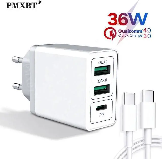 Main image of 3 Ports USB PD Charger 36W Quick Charge 4.0 3.0 Fast Charger Mobile Phone Fast Charging Travel Wall Device EU US UK Plug Adapter