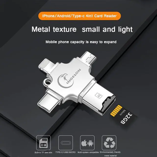 Alt view image 5 of 5 - Metal SD Card Reader microsd memory OTG Card adapter for iphone ios 6 7 8 x micro Android phone Computer Card Reader