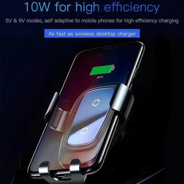 Alt view image 3 of 5 - car phone holder 10w qi wireless charger for iPhone X  S10 S9 S8 phone holder car phone power charger in air vent