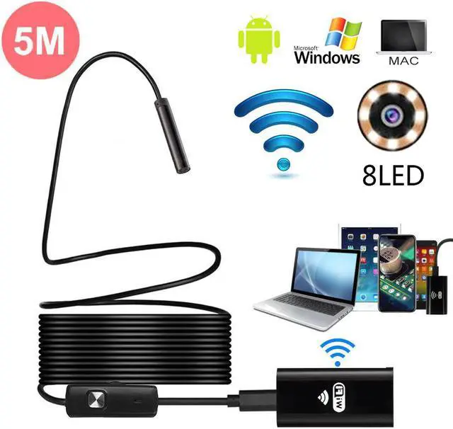 Alt view image 6 of 7 - 5M 8mm USB Endoscope Camera with 8 LED Flexible Wifi Borescope Endoscope Waterproof Micro Inspection Camera for Android ios PC