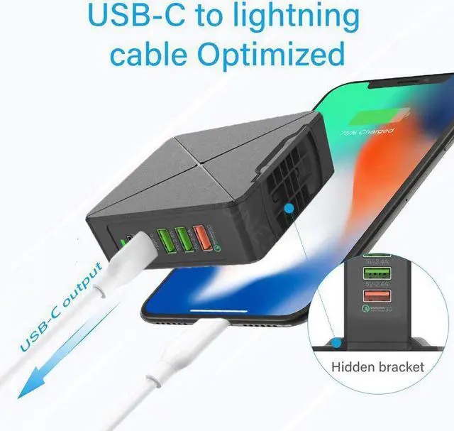 Alt view image 4 of 5 - For iphone Huawei Macbook Samsung Tablet Fast Charge 75W Wireless Quick Charge 3.0 USB Type C 45W PD Power Adapter Phone Charger