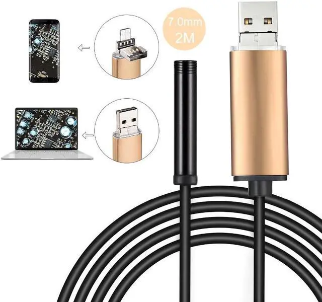 Alt view image 2 of 5 - 7mm 1m 5m 10m Flexible Cable USB Endoscope Waterproof inspection Snake Tube Video Camera Mini Endoscope For Smartphone/PC