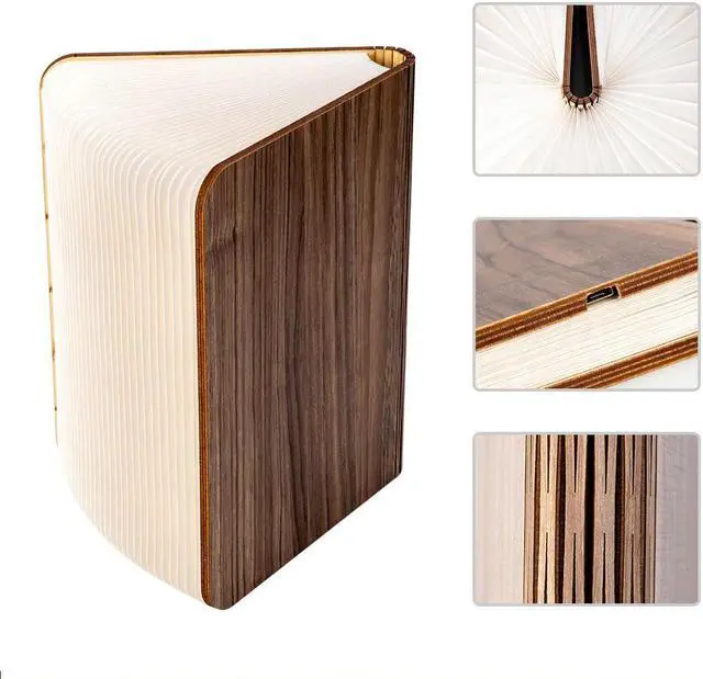 Alt view image 4 of 5 - USB Lamp Book  Night Light Wooden 5V USB Rechargeable Magnetic Foldable Desk Table Lamp 3color Home Decoration