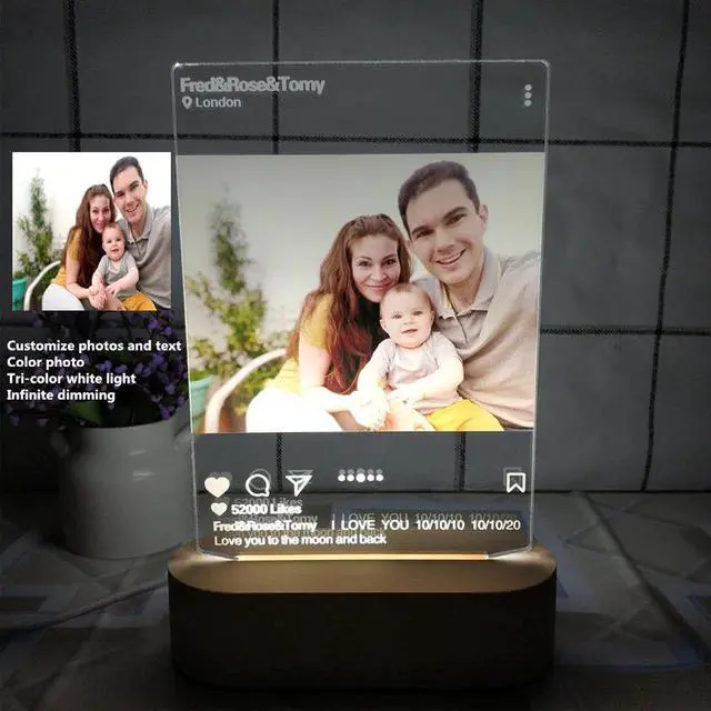 Main image of Photo Night Light Personal 3D DIY Desk Lamp Home Decoration Kids Lover Gift with Text 3 White Light