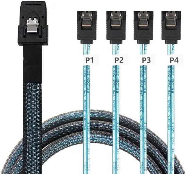 Alt view image 4 of 5 - 0.5m/1m Mini SFF-8087 to 4 SATA Cable Mini SFF8087 36P To 4 SATA 7P Cable 12Gbps Hard Drive Data