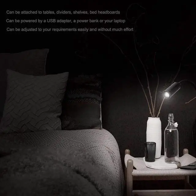 Alt view image 4 of 4 - Clip Light 3W Bed Lamp Flexible Gooseneck Reading Lamp Desk Lamp White Eye Care Clip Lamp