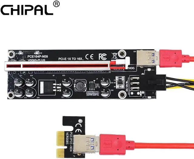 Main image of VER009S Plus PCI-E Riser Card 6Pin Power PCI Express 1X to 16X Reinforce Card 60cm USB 3.0 Cable for BTC LTC Mining