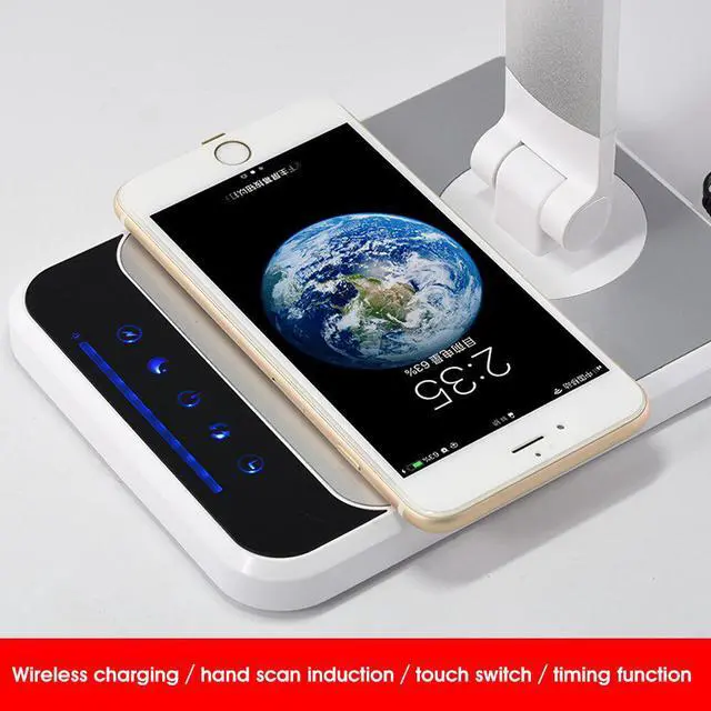 Alt view image 2 of 5 - LED Desk Lamp 72 bulb 3 Color Hand Sweep Wireless Charging for phone 360 Degree Rotation Touch Eye-protect with timer Table lamp
