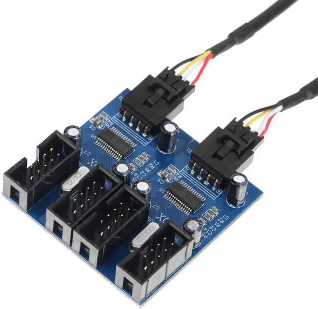 Alt view image 7 of 7 - 9pin USB Header Male 1 to 4 Female Extension Cable Card Desktop 9-Pin USB HUB USB 2.0 9 pin Connector Adapter Port Multilier