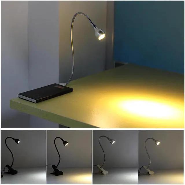 Alt view image 5 of 5 - Power Clip Holder LED Book Light Desk Lamp 1W Flexible LED Reading Book Lamp Switch On/Off Table Lamp for Bedroom Study Room