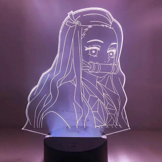 Alt view image 3 of 5 - Night Light Kimetsu No Yaiba Nezuko Kamado Figure for Bedroom Decor Nightlight Kids Child Table 3d Lamp Demon Slayer Gift