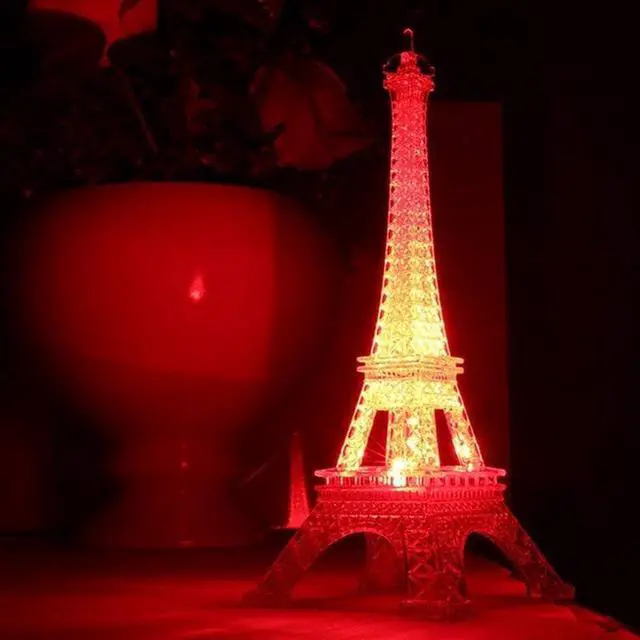 Alt view image 5 of 5 - Acrylic Eiffel Tower Flashing Lamp LED Mini LED Night Light Lamp  Night Light Atmosphere Nightlight Desk Lamp