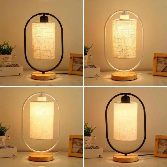 Alt view image 2 of 5 - table light switching reading lamp fabric office hotel bedroom table lamp bedside lamp e27 wood light