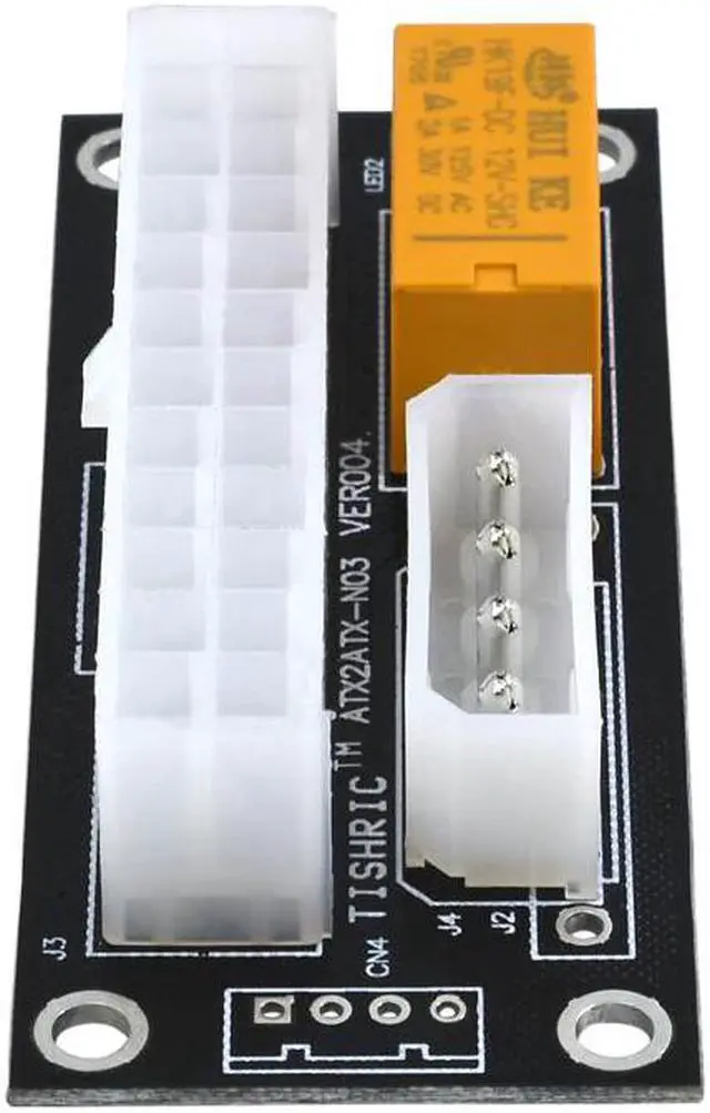 Alt view image 3 of 6 - TISHRIC Black Dual PSU Power Supply Sync Adapter Add2psu ATX 24Pin To 4pin Molex Synchronous Connector Riser Cable Miner Mining