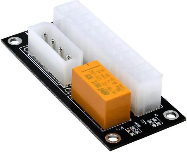 Alt view image 5 of 6 - TISHRIC Black Dual PSU Power Supply Sync Adapter Add2psu ATX 24Pin To 4pin Molex Synchronous Connector Riser Cable Miner Mining