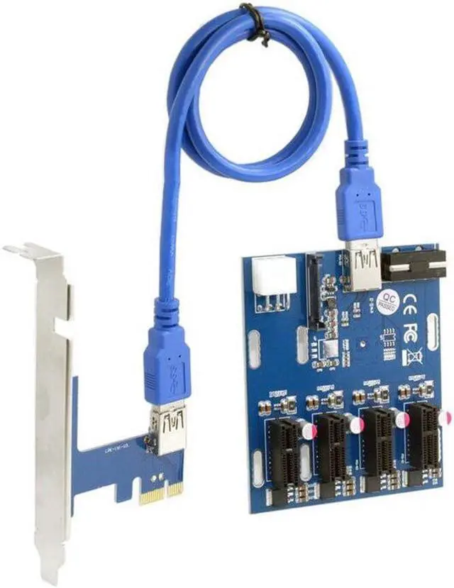 Alt view image 2 of 4 - 1X Expansion Kit 1 to 4 Slots Switch Multiplier Hub  Riser Card Adapter with USB 3.0 Cable Pcie Mining Modules