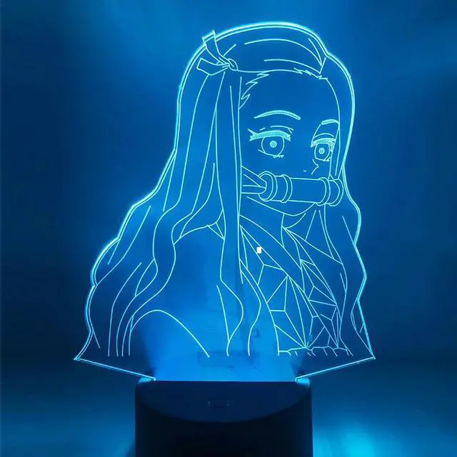 Alt view image 2 of 5 - Night Light Kimetsu No Yaiba Nezuko Kamado Figure for Bedroom Decor Nightlight Kids Child Table 3d Lamp Demon Slayer Gift
