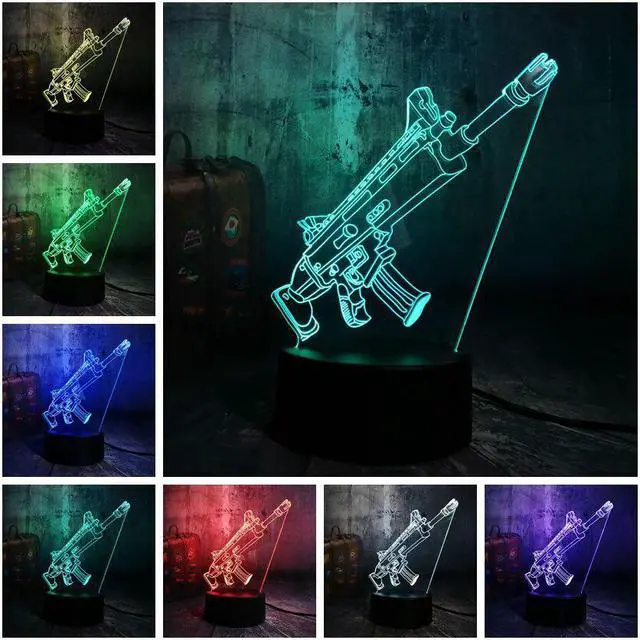 Alt view image 2 of 5 - Cool Battle Royale Game PUBG TPS SCAR-L Rifle LED Night Light Desk Lamp RGB 7 Color Boys Kids Toy Home Decor Christmas Toys