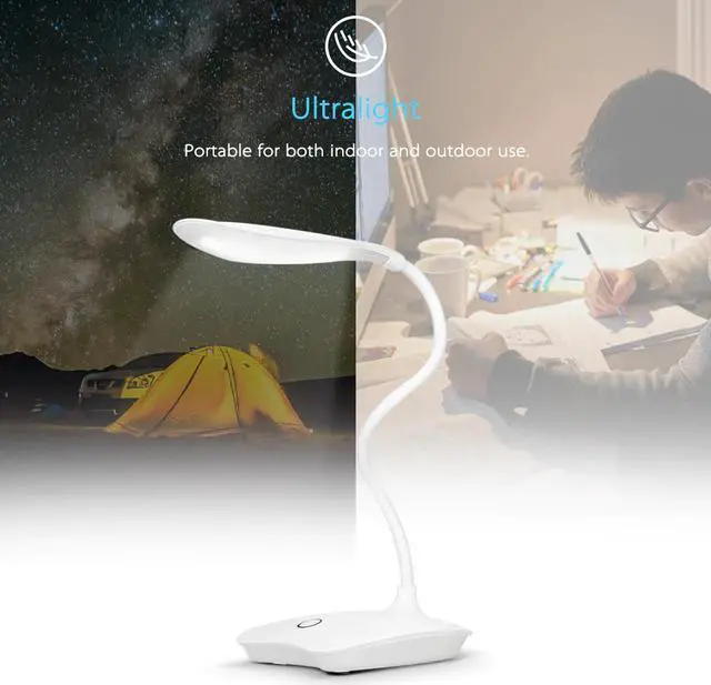 Alt view image 5 of 5 - 3W Table Lamp Rechargeable Desk Lamp Study Lamp Touch Switch Modern Table Lamp Flexible For Student Reading Study Desk Light