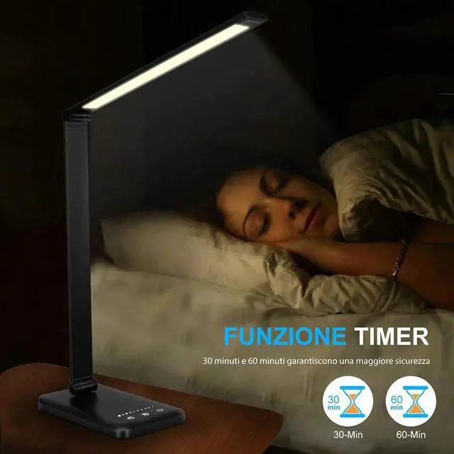 Alt view image 2 of 5 - Dimmable USB Powered LED Desk Lamp Durable Practical Multi-functional Wireless Charging Table Reading Light