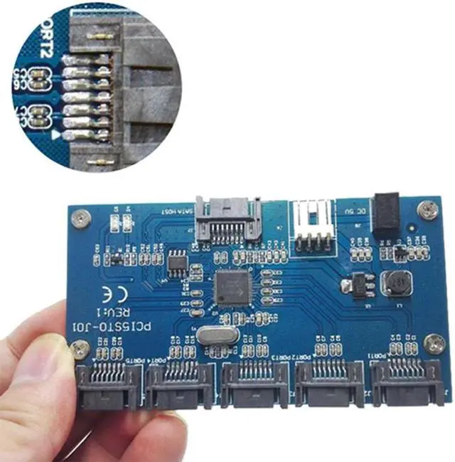 Alt view image 5 of 5 - 1 to 5 Hard Disk Adapter Card Motherboard Port Multiplier Support 3.0 Expansion Card