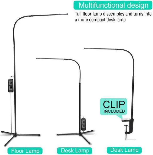 Alt view image 3 of 5 - Sell Modern 8W White & Warm White LED Floor Lamp Dimmer USB Desk Reading Light Fixture for Bedroom DecorTriangle Floor Lamp