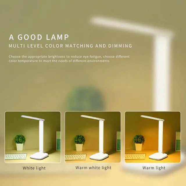 Alt view image 2 of 5 - Rechargeable Desk Light 3 Mode Dimmable Folding Touch Reading Table Lamp  USB Charging Stepless Dimmable Desk Lamp